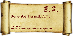 Berente Hannibál névjegykártya